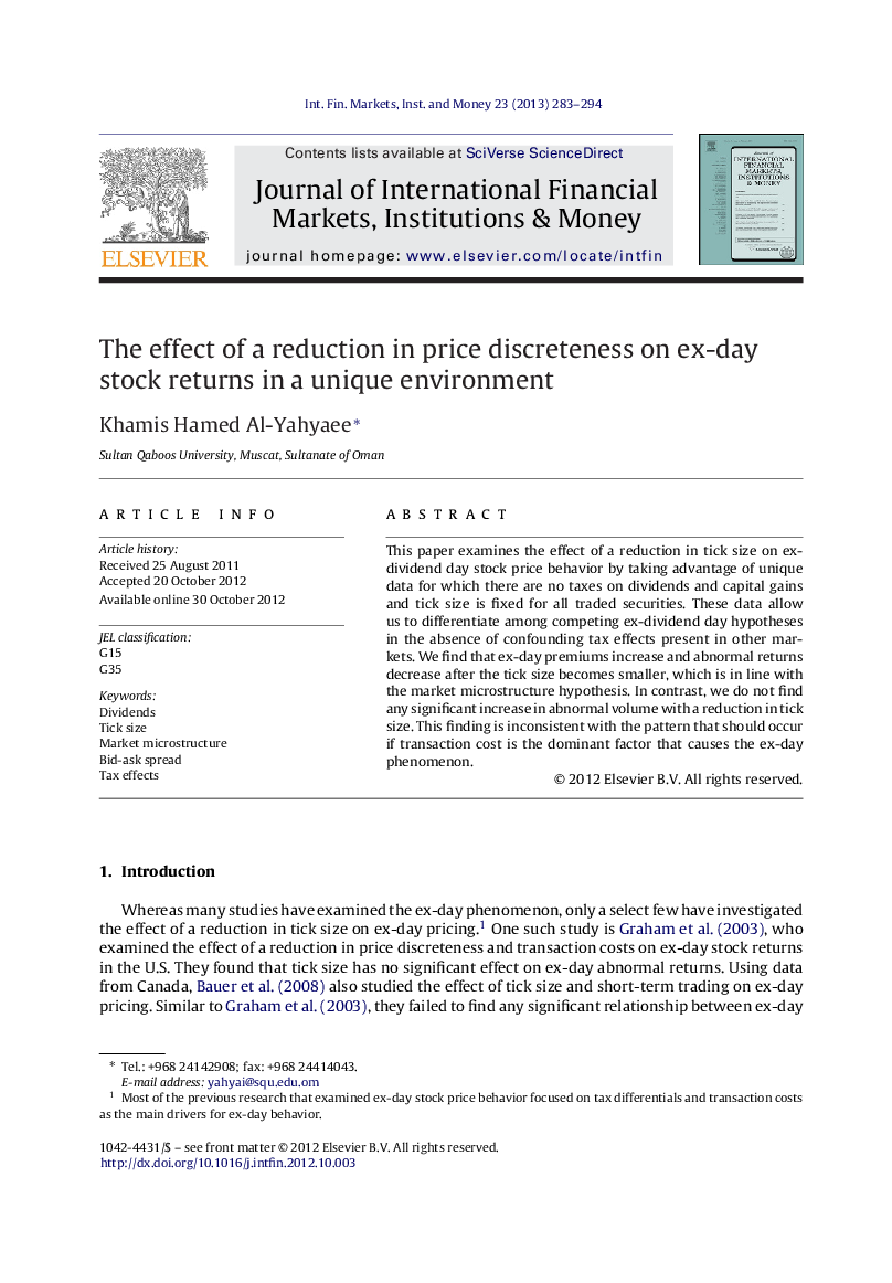 The effect of a reduction in price discreteness on ex-day stock returns in a unique environment