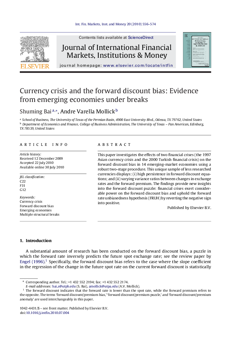 Currency crisis and the forward discount bias: Evidence from emerging economies under breaks