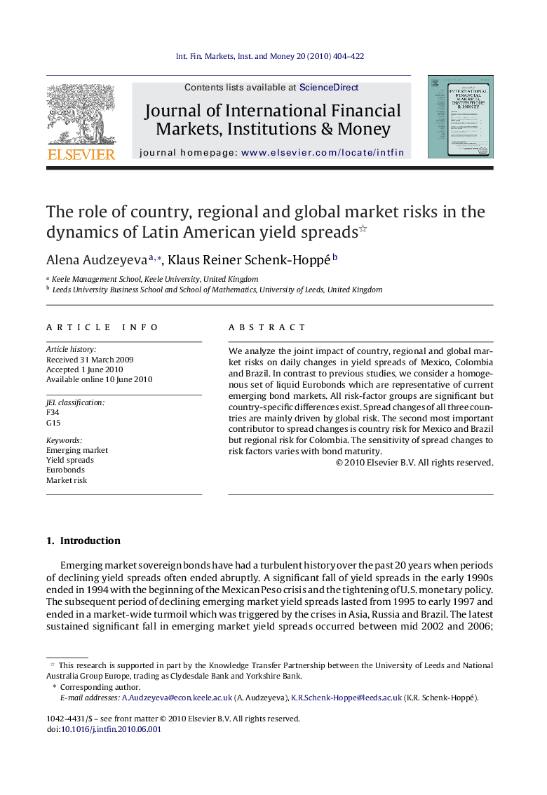 The role of country, regional and global market risks in the dynamics of Latin American yield spreads