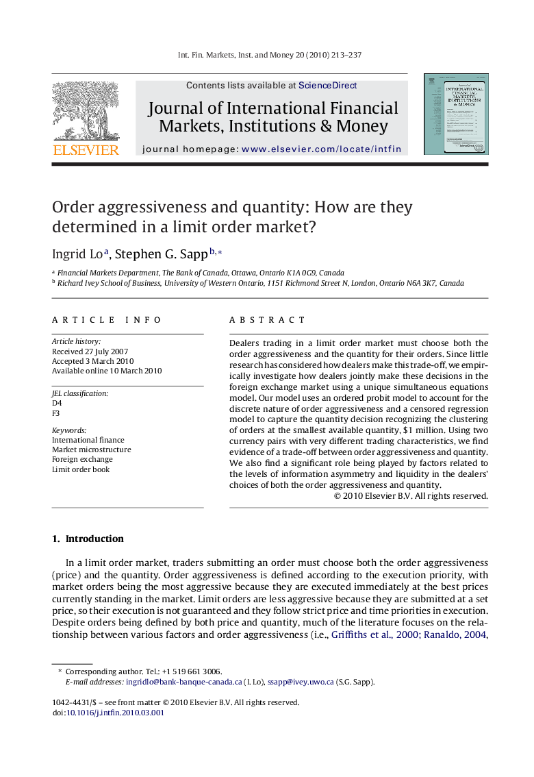 Order aggressiveness and quantity: How are they determined in a limit order market?