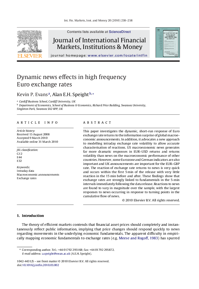 Dynamic news effects in high frequency Euro exchange rates