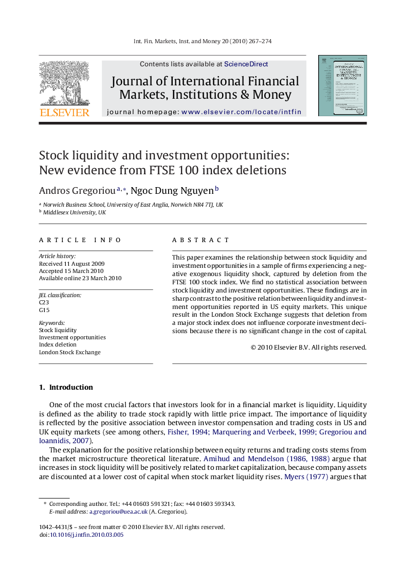 Stock liquidity and investment opportunities: New evidence from FTSE 100 index deletions