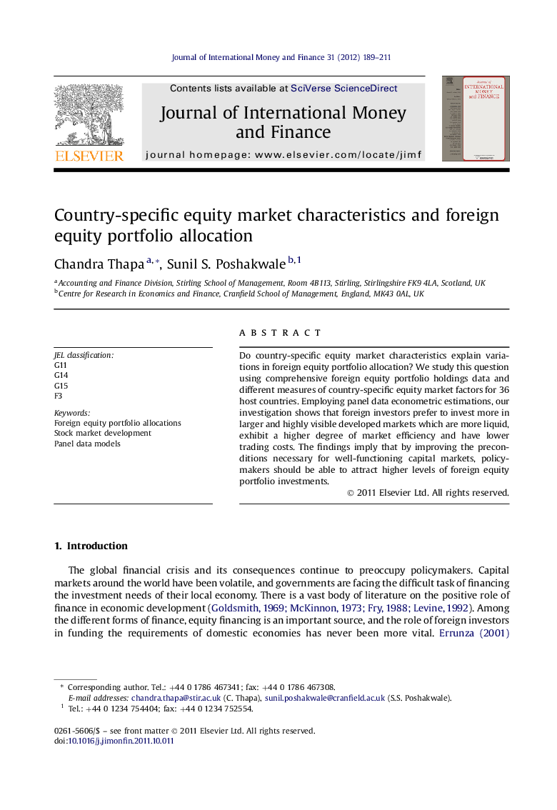 Country-specific equity market characteristics and foreign equity portfolio allocation