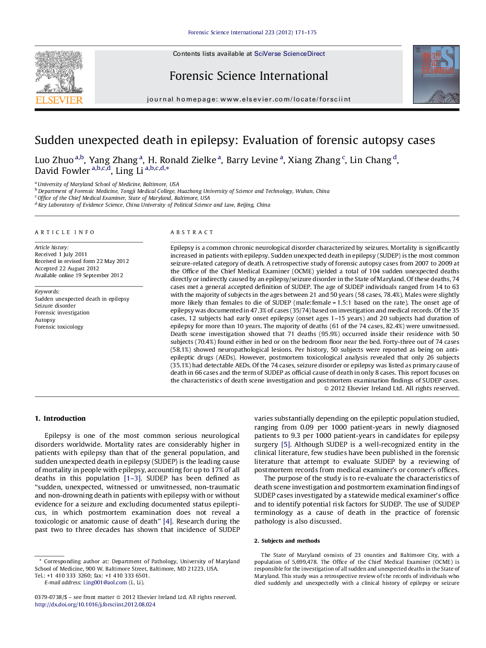 عکس صفحه اول مقاله: Sudden unexpected death in epilepsy: Evaluation of forensic autopsy cases Sudden unexpected death in epilepsy: Evaluation of forensic autopsy cases