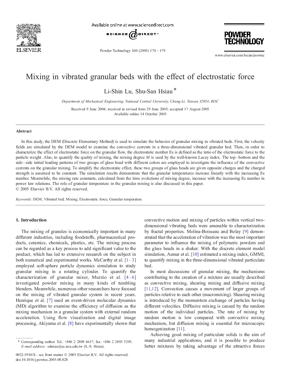 Mixing in vibrated granular beds with the effect of electrostatic force