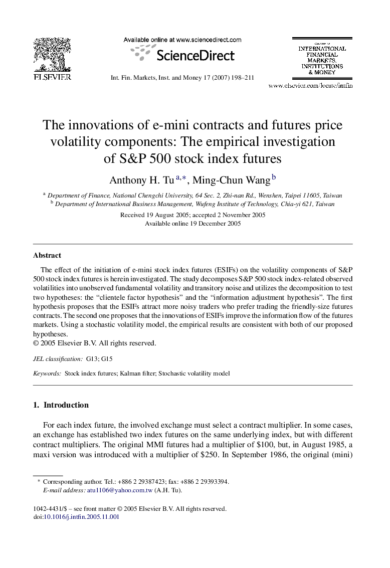 The innovations of e-mini contracts and futures price volatility components: The empirical investigation of S&P 500 stock index futures