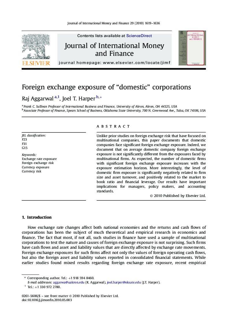 Foreign exchange exposure of “domestic” corporations