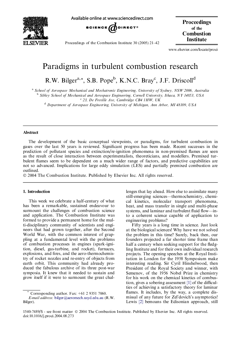 Paradigms in turbulent combustion research