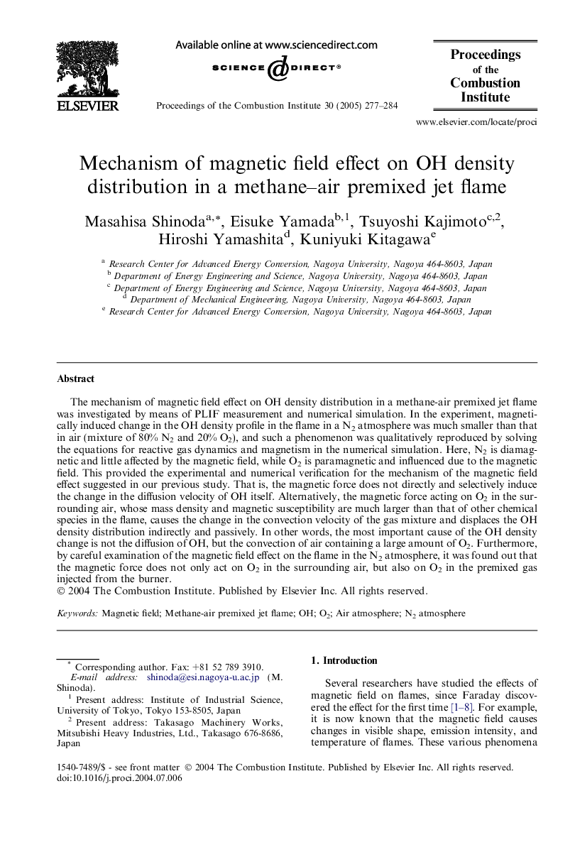 Mechanism of magnetic field effect on OH density distribution in a methane-air premixed jet flame