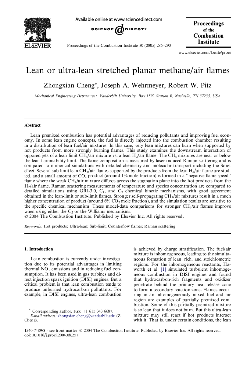 Lean or ultra-lean stretched planar methane/air flames