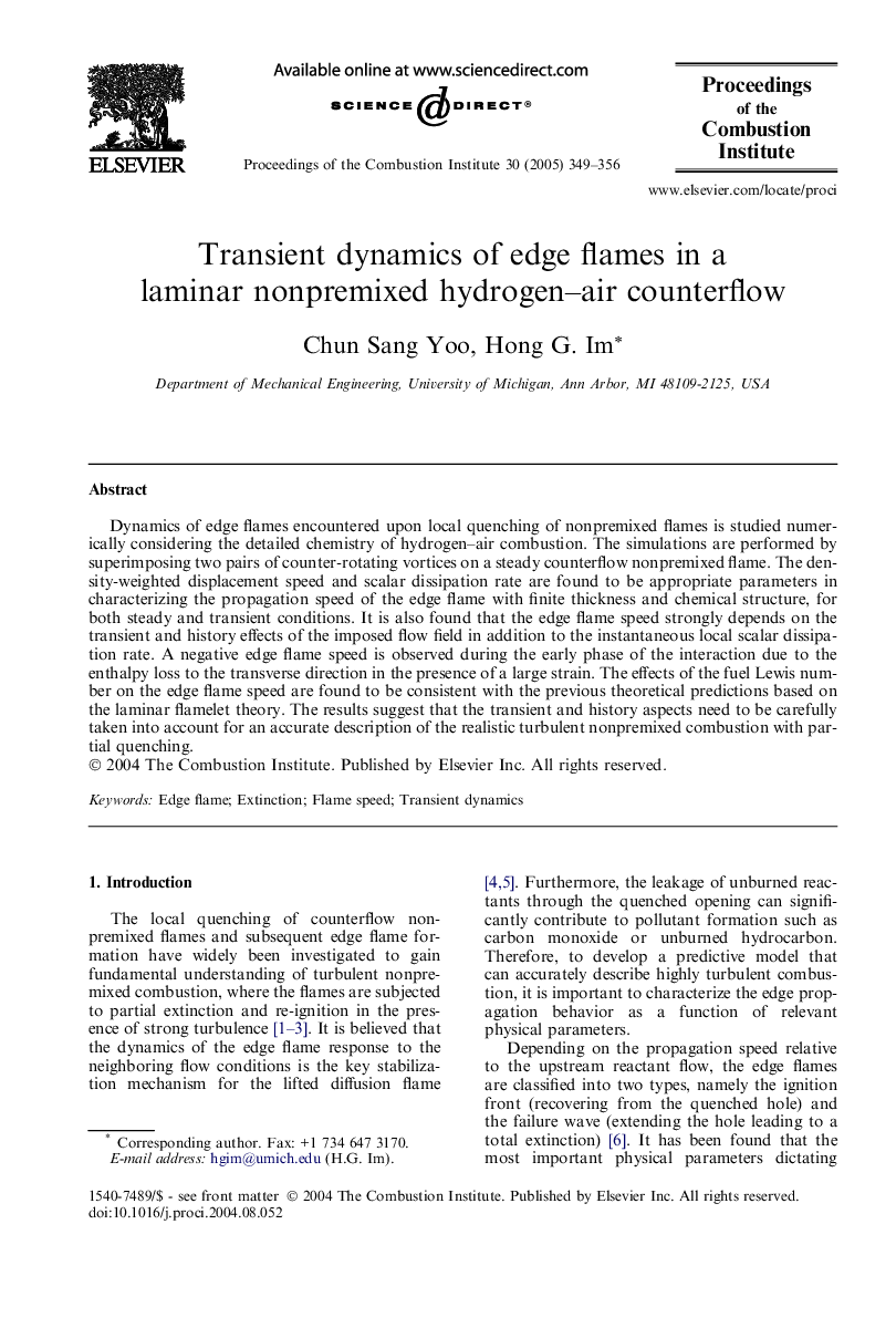 Transient dynamics of edge flames in a laminar nonpremixed hydrogen-air counterflow