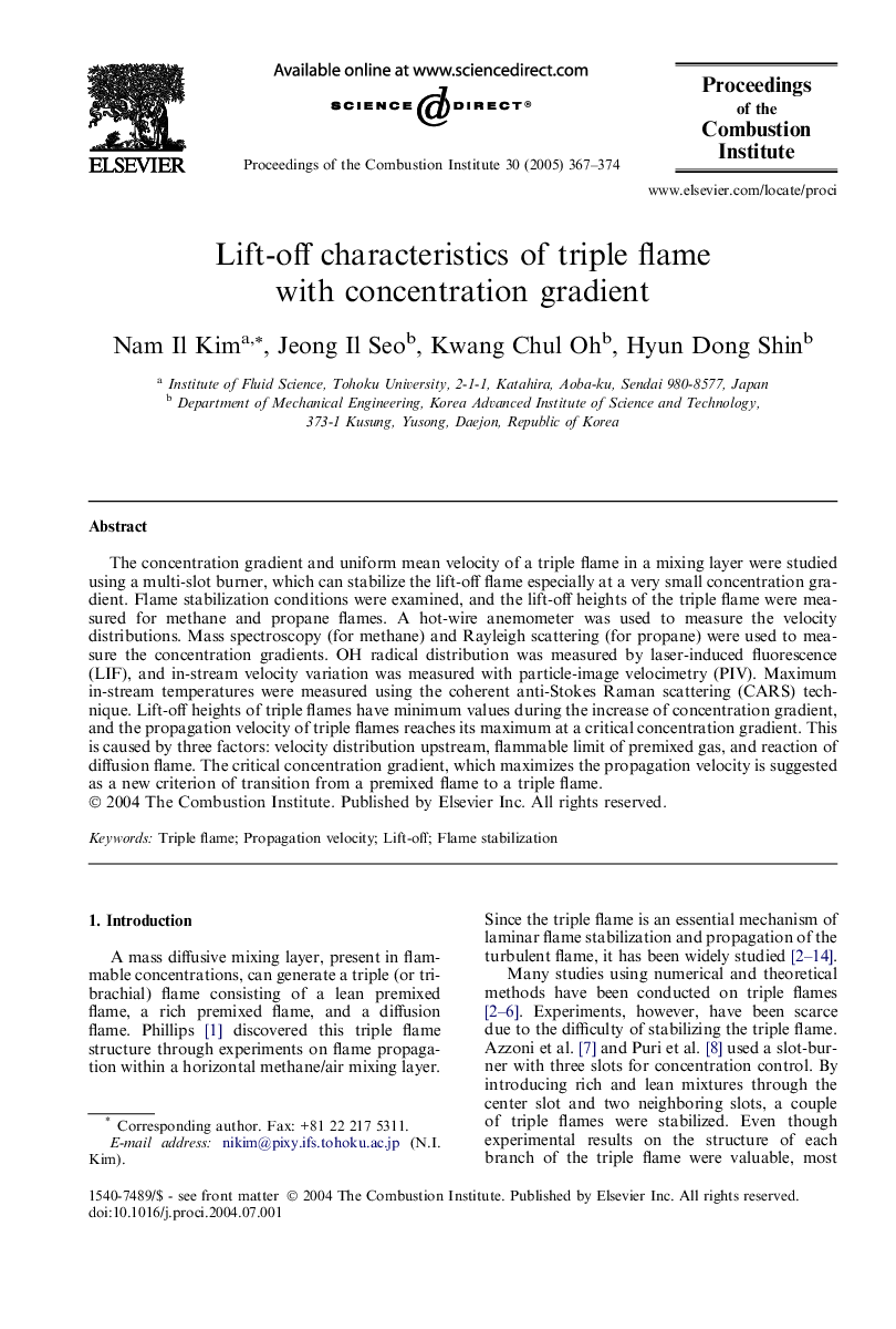 Lift-off characteristics of triple flame with concentration gradient