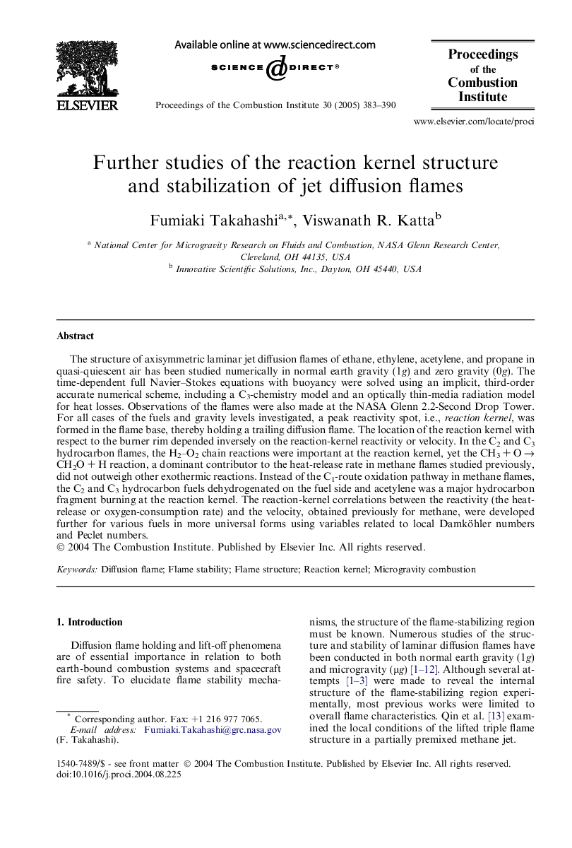 Further studies of the reaction kernel structure and stabilization of jet diffusion flames