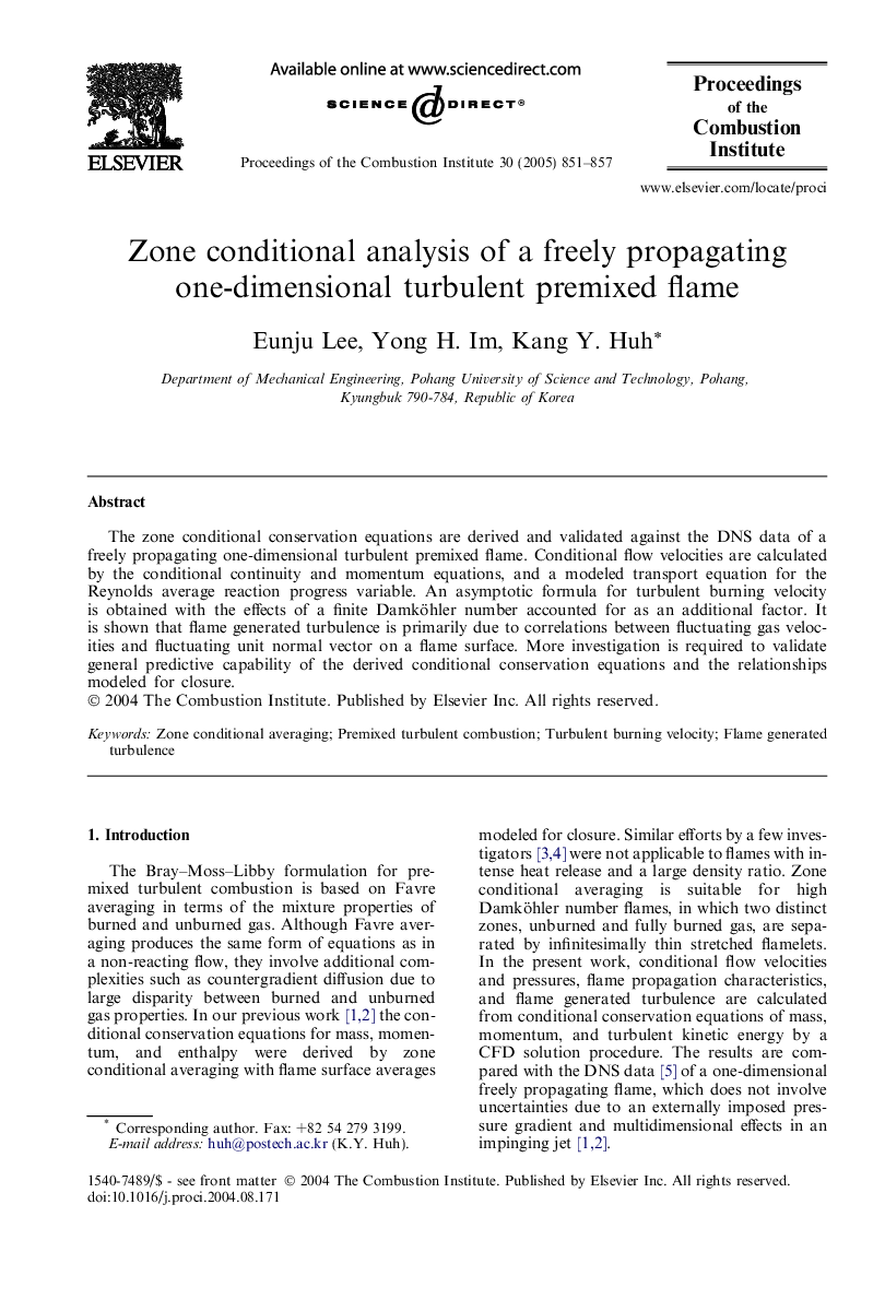 Zone conditional analysis of a freely propagating one-dimensional turbulent premixed flame