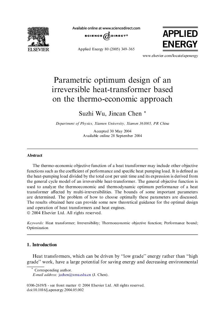 Parametric optimum design of an irreversible heat-transformer based on the thermo-economic approach