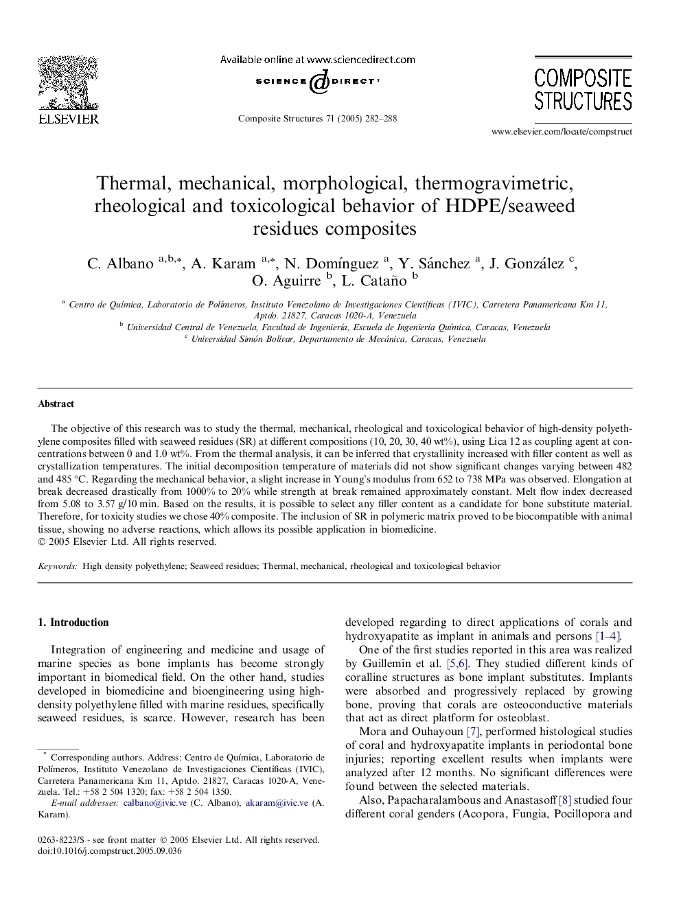 Thermal, mechanical, morphological, thermogravimetric, rheological and toxicological behavior of HDPE/seaweed residues composites