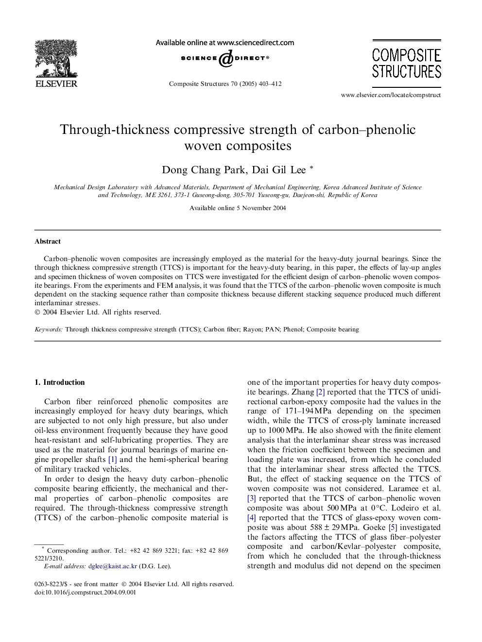 Through-thickness compressive strength of carbon-phenolic woven composites