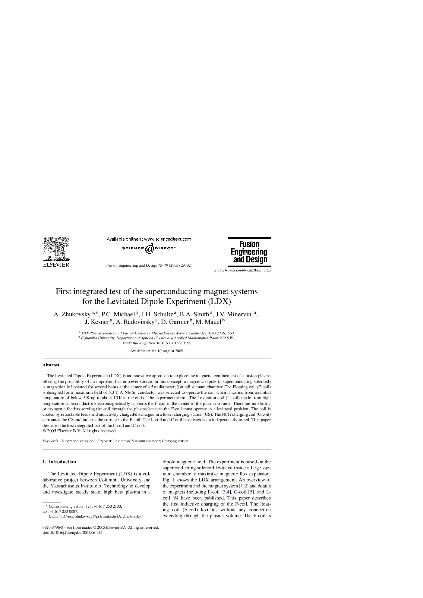 First integrated test of the superconducting magnet systems for the Levitated Dipole Experiment (LDX)