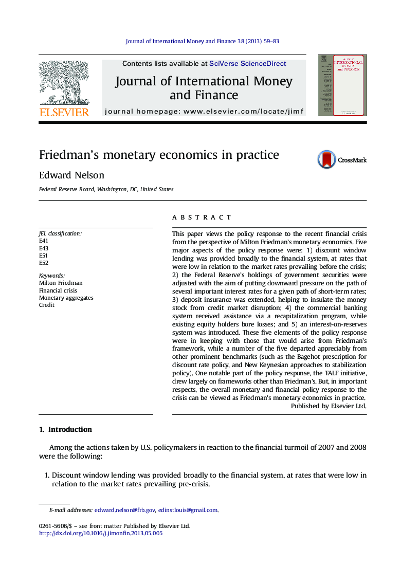 Friedman's monetary economics in practice