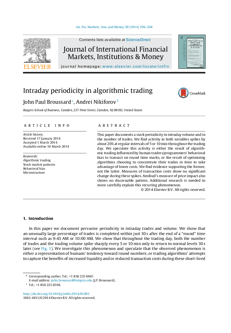 Intraday periodicity in algorithmic trading