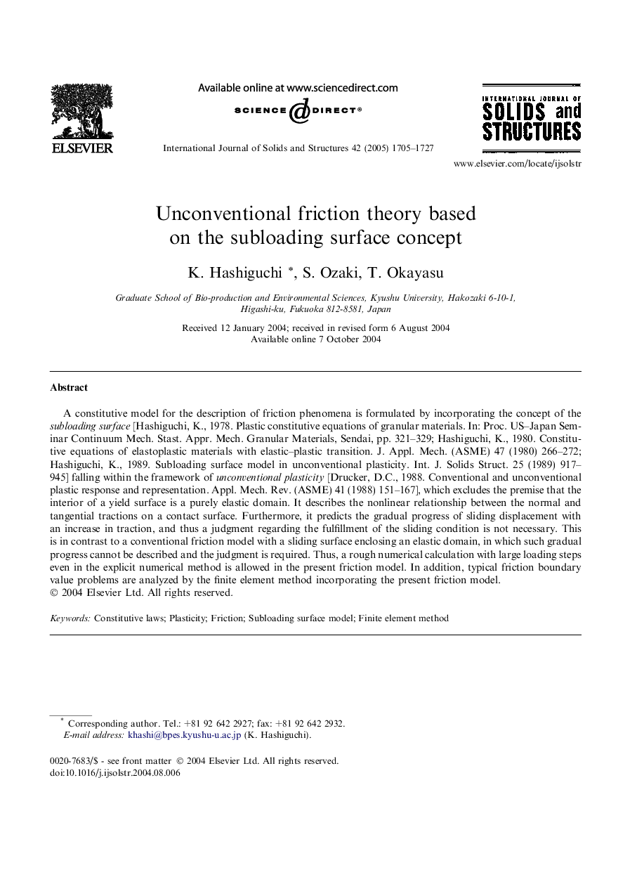 Unconventional friction theory based on the subloading surface concept