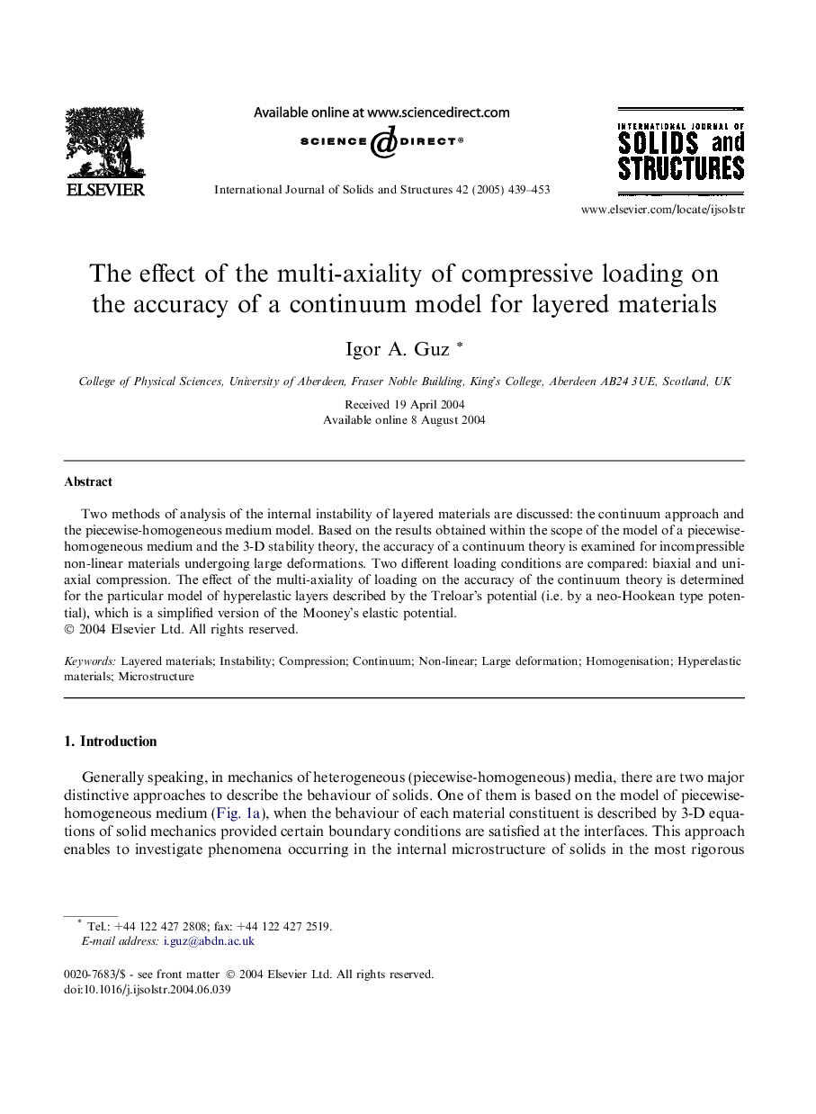 The effect of the multi-axiality of compressive loading on the accuracy of a continuum model for layered materials