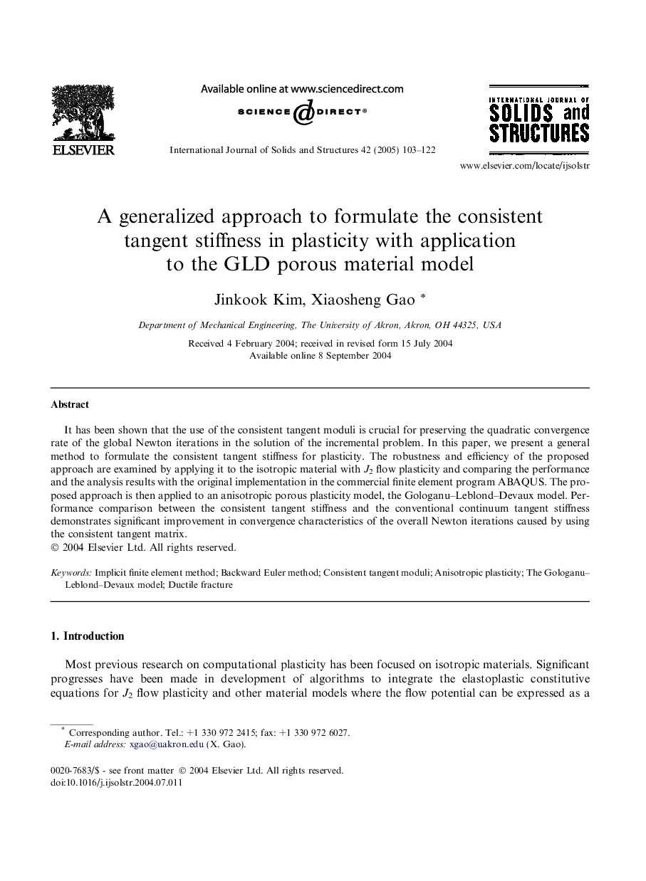 A generalized approach to formulate the consistent tangent stiffness in plasticity with application to the GLD porous material model