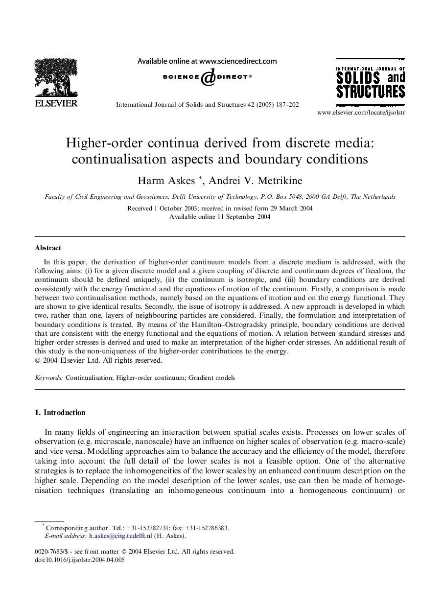 Higher-order continua derived from discrete media: continualisation aspects and boundary conditions