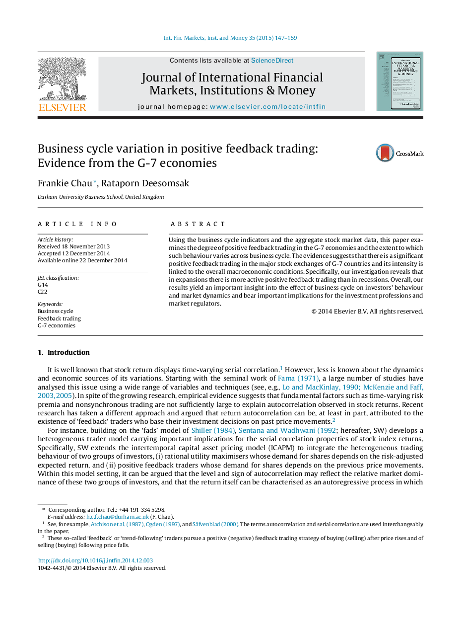 Business cycle variation in positive feedback trading: Evidence from the G-7 economies