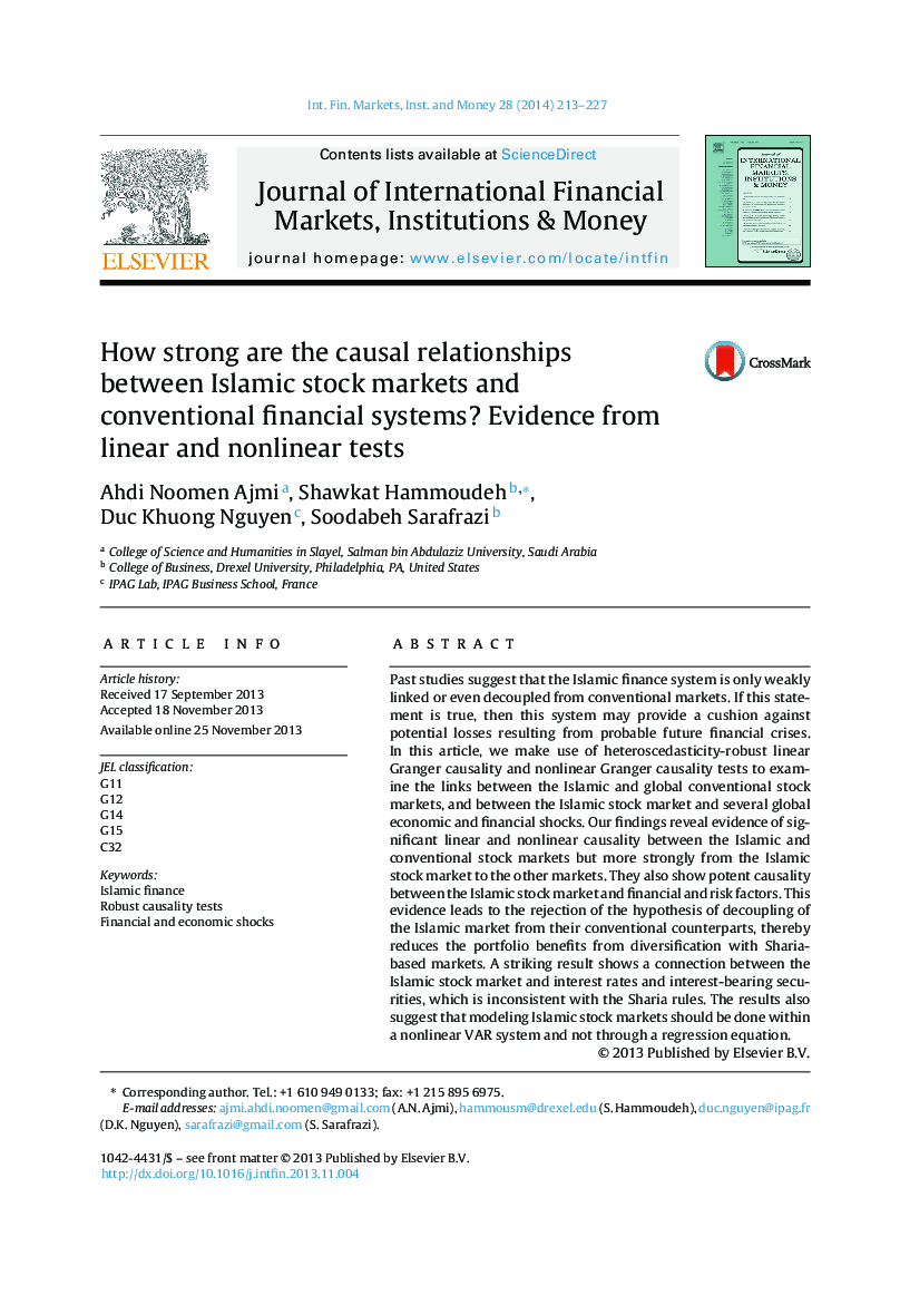 How strong are the causal relationships between Islamic stock markets and conventional financial systems? Evidence from linear and nonlinear tests