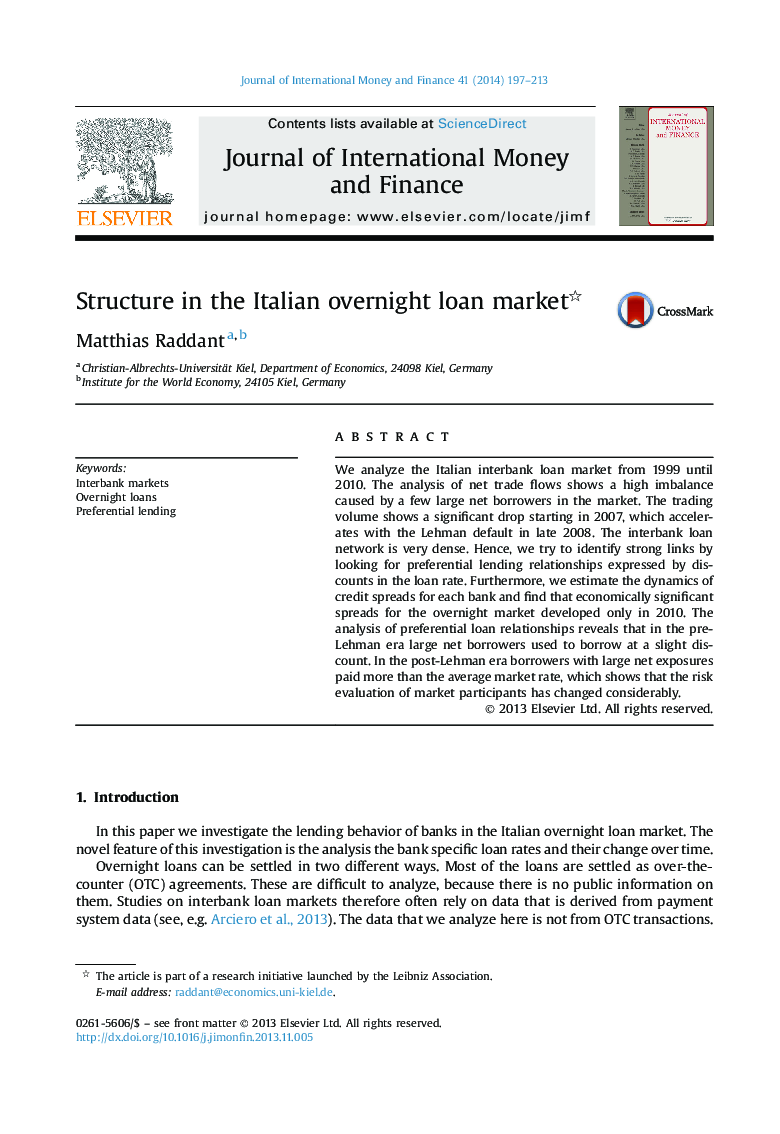 Structure in the Italian overnight loan market 