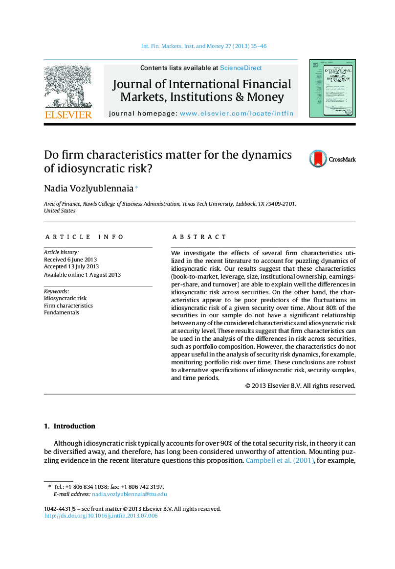 Do firm characteristics matter for the dynamics of idiosyncratic risk?