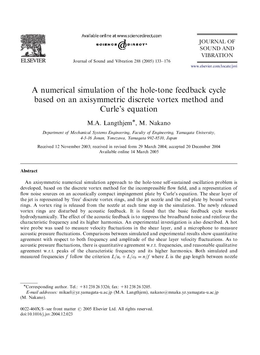 A numerical simulation of the hole-tone feedback cycle based on an axisymmetric discrete vortex method and Curle's equation