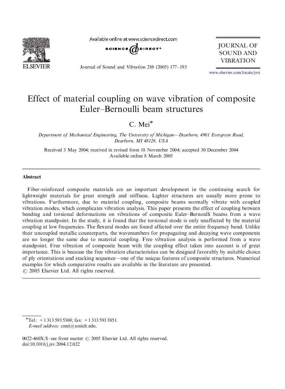 Effect of material coupling on wave vibration of composite Euler-Bernoulli beam structures