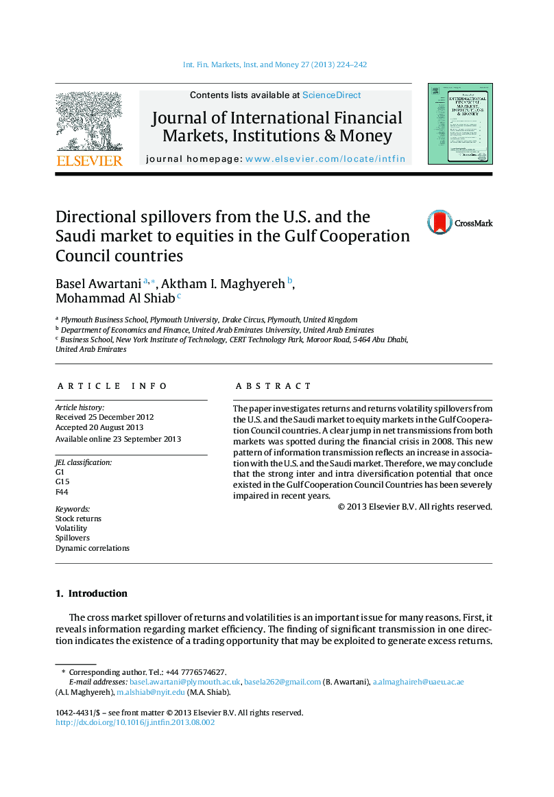 Directional spillovers from the U.S. and the Saudi market to equities in the Gulf Cooperation Council countries