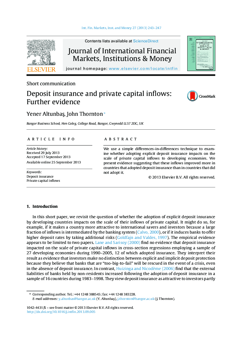 Deposit insurance and private capital inflows: Further evidence
