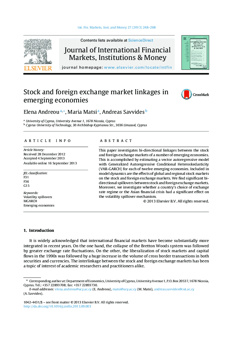 Stock and foreign exchange market linkages in emerging economies