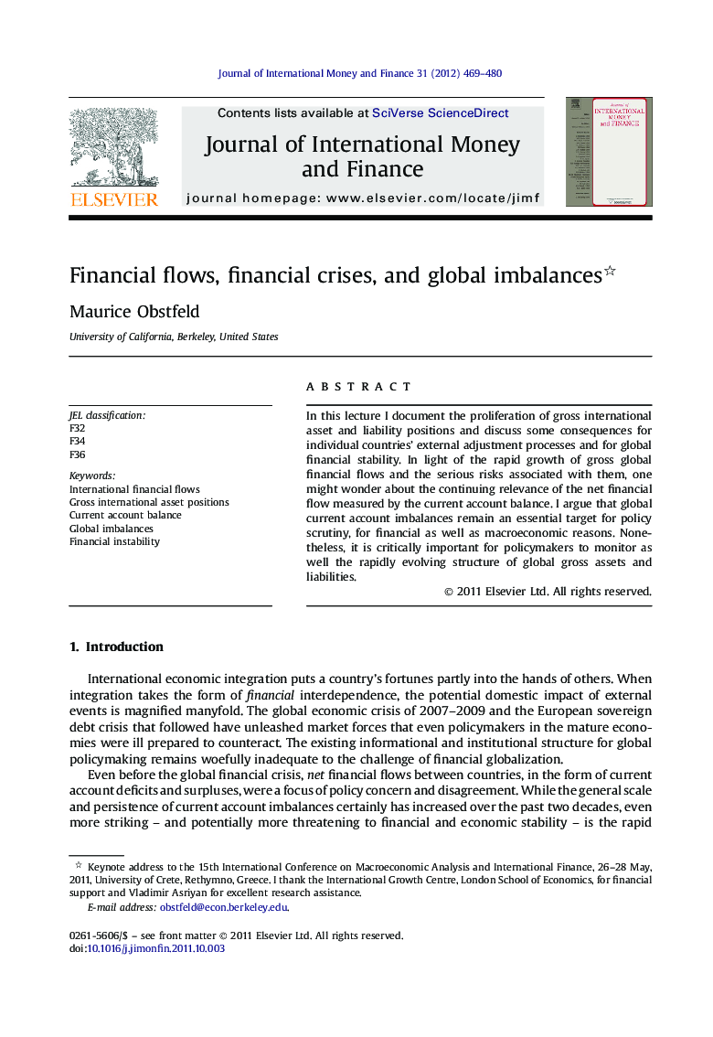 Financial flows, financial crises, and global imbalances 