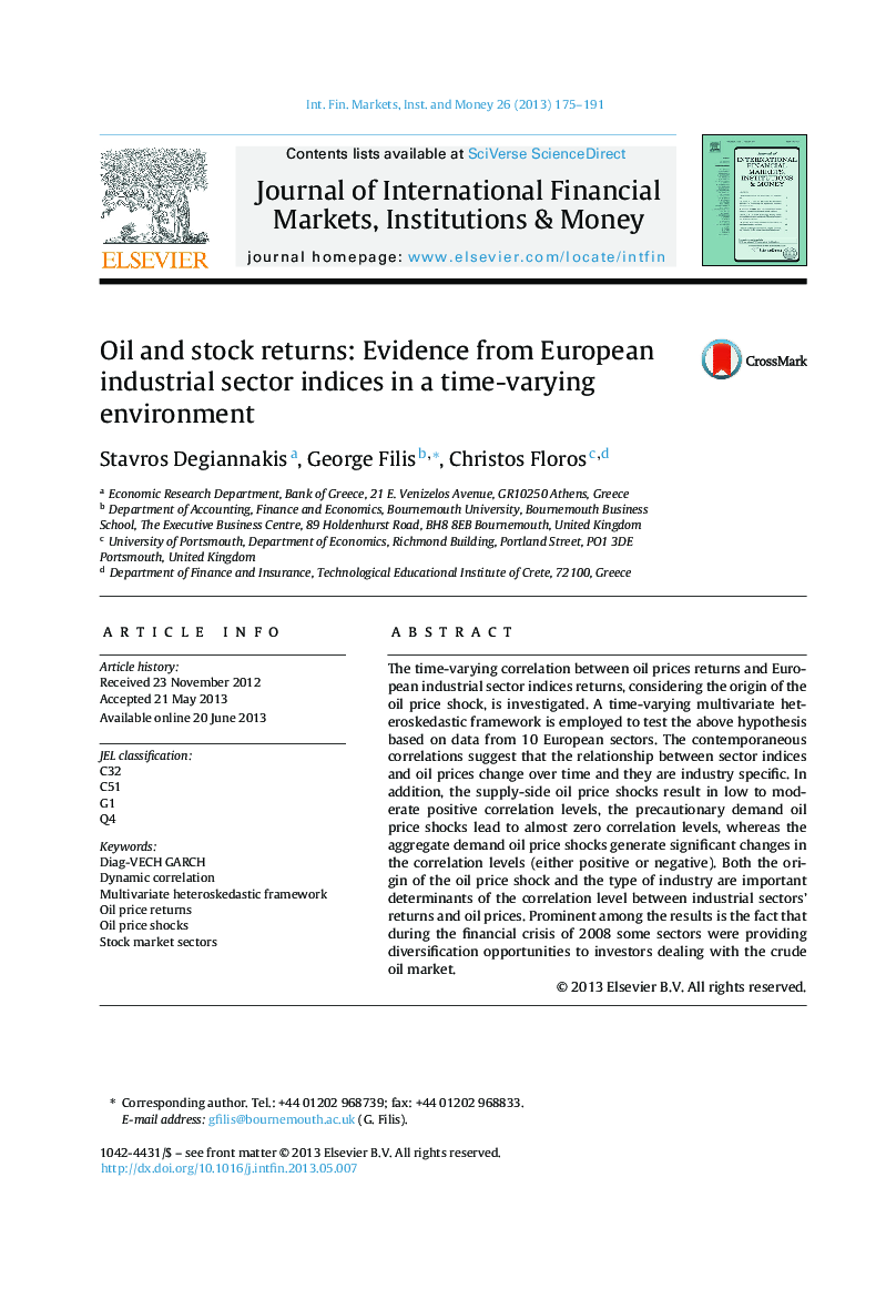 Oil and stock returns: Evidence from European industrial sector indices in a time-varying environment