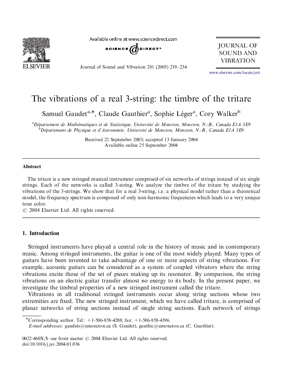 The vibrations of a real 3-string: the timbre of the tritare