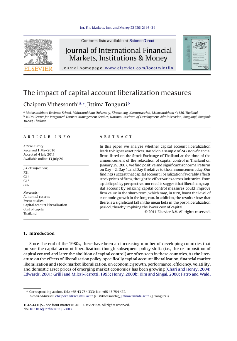 The impact of capital account liberalization measures