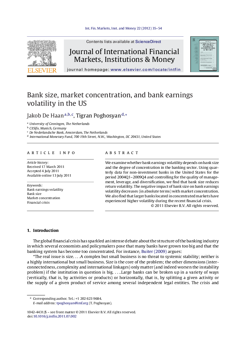 Bank size, market concentration, and bank earnings volatility in the US