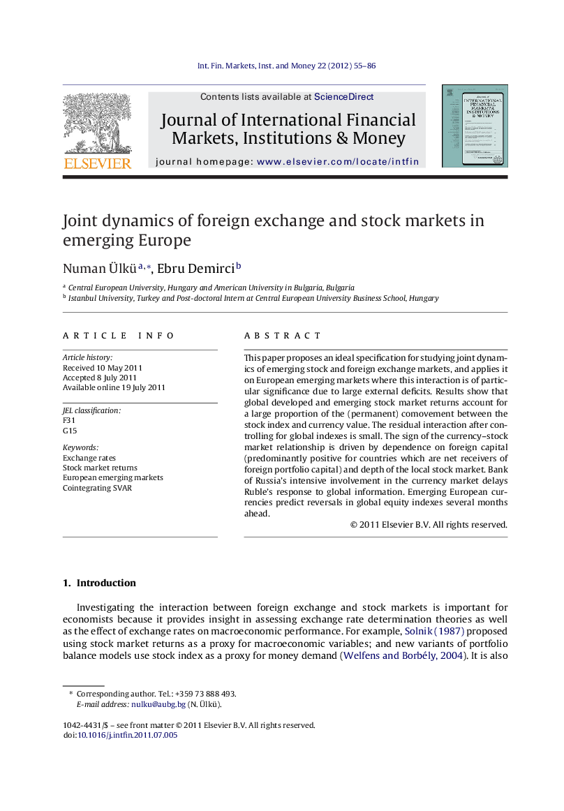 Joint dynamics of foreign exchange and stock markets in emerging Europe