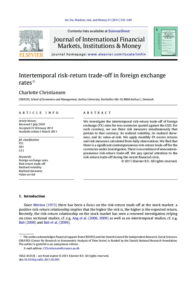 Intertemporal risk-return trade-off in foreign exchange rates