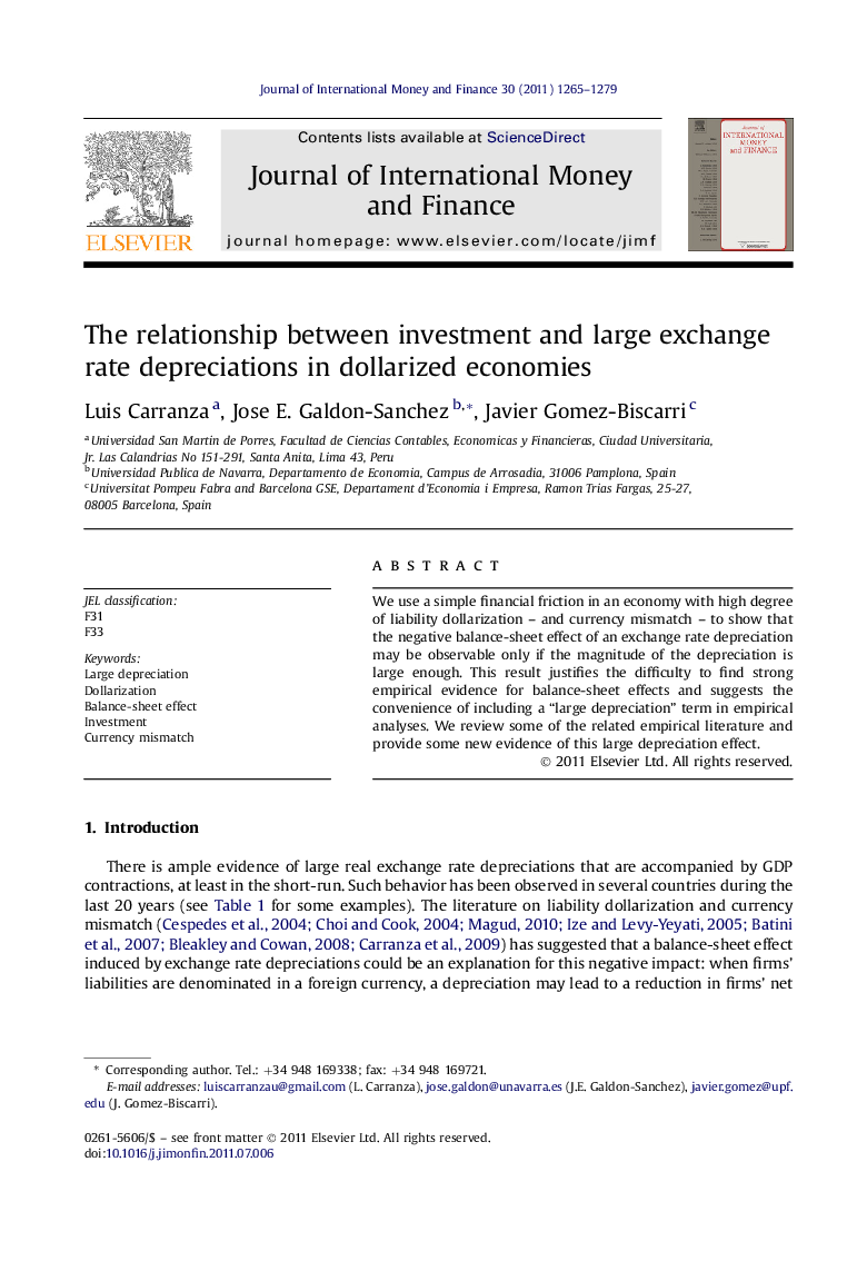 The relationship between investment and large exchange rate depreciations in dollarized economies