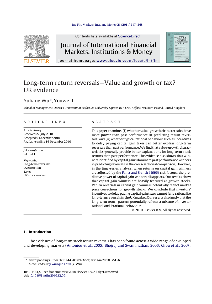 Long-term return reversals—Value and growth or tax? UK evidence