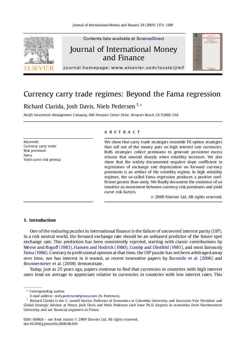 Currency carry trade regimes: Beyond the Fama regression