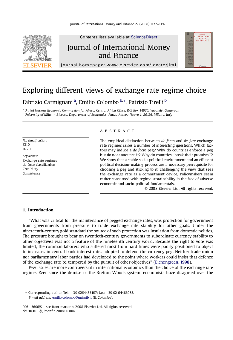 Exploring different views of exchange rate regime choice