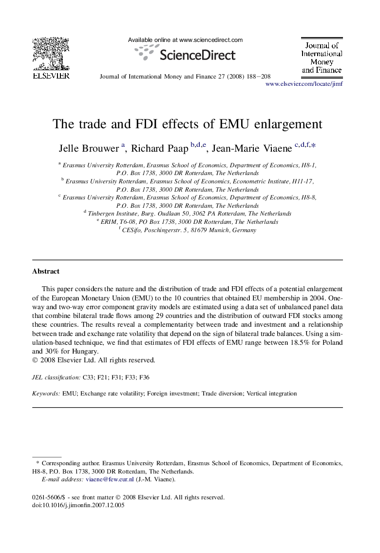 The trade and FDI effects of EMU enlargement