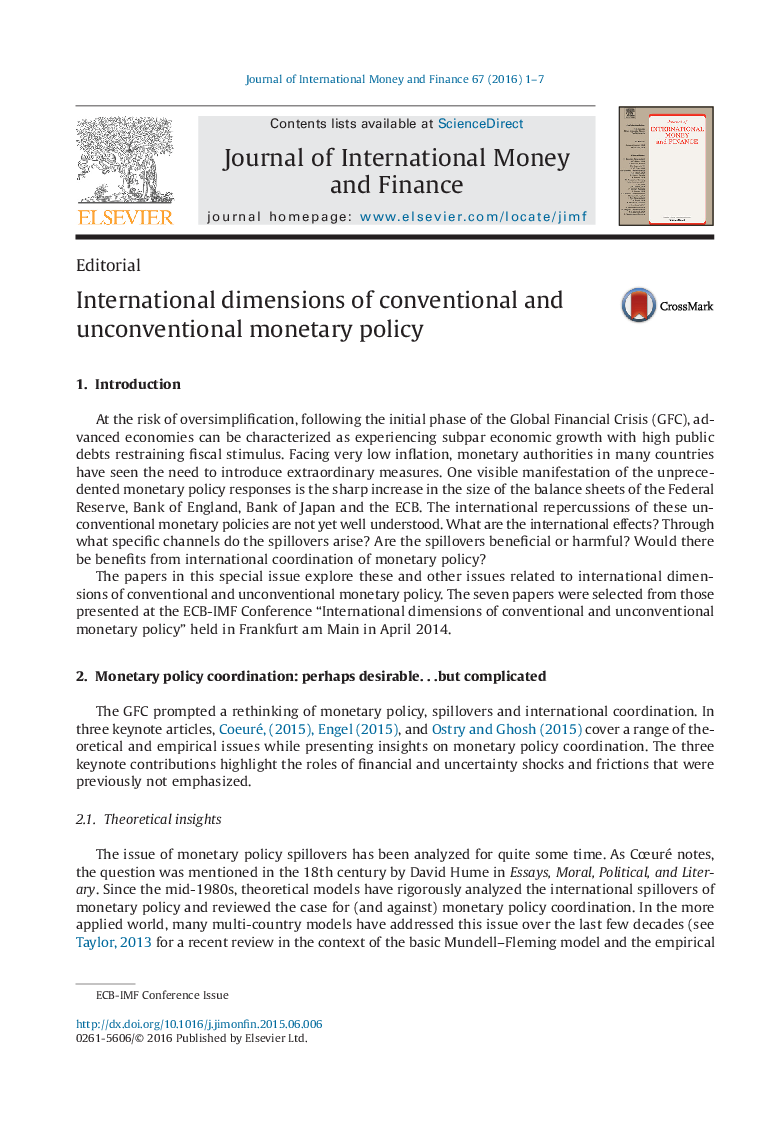 International dimensions of conventional and unconventional monetary policy